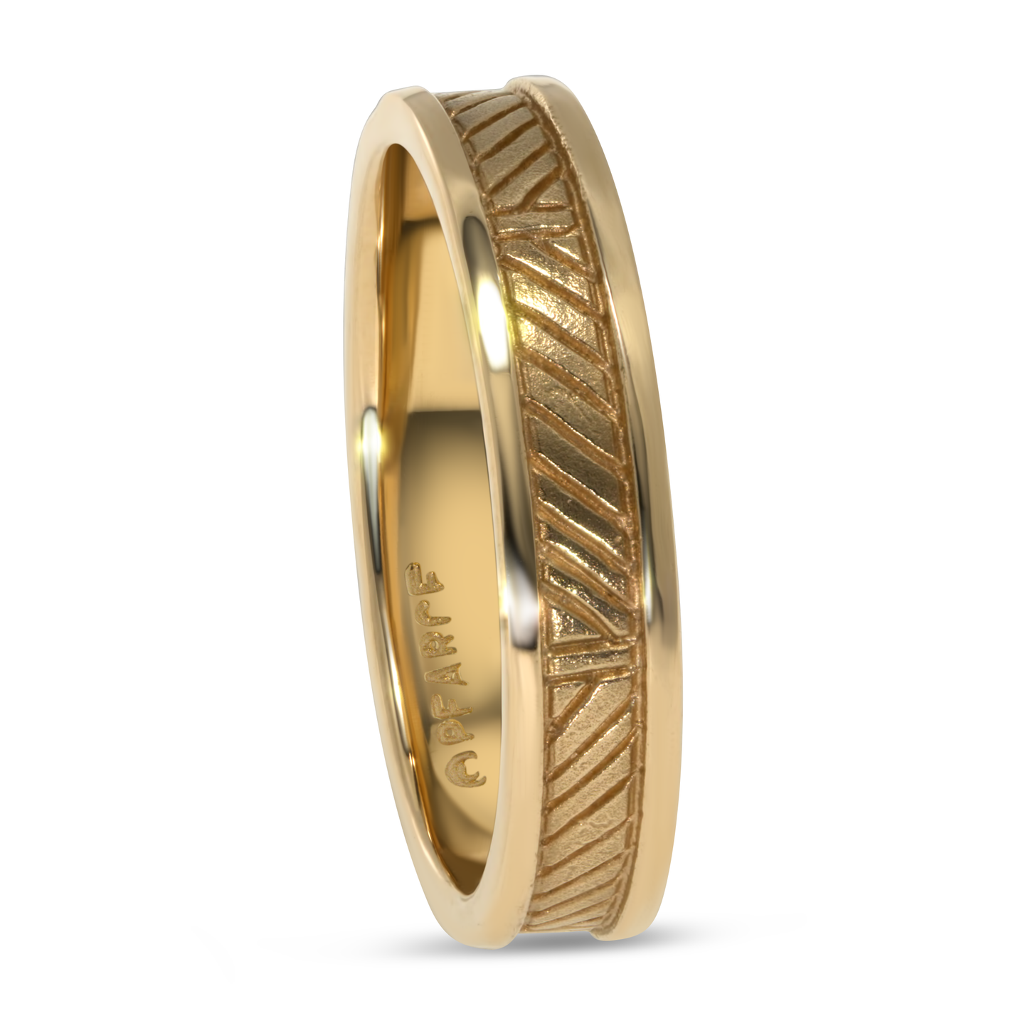 14K Yellow Gold African Chevron Band