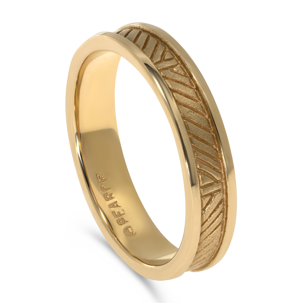 14K Yellow Gold African Chevron Band