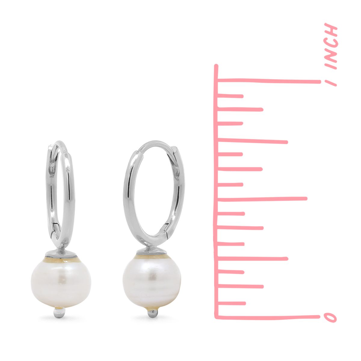 Sterling Silver Pearl Huggie Earrings