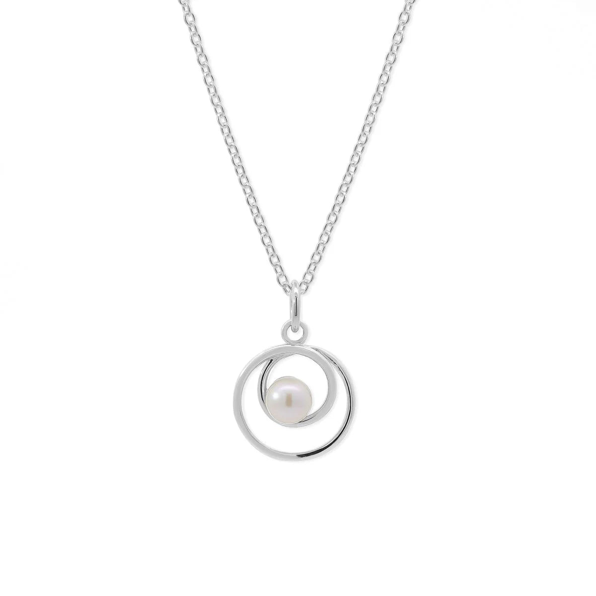 Sterling Silver Orbit Pearl Necklace