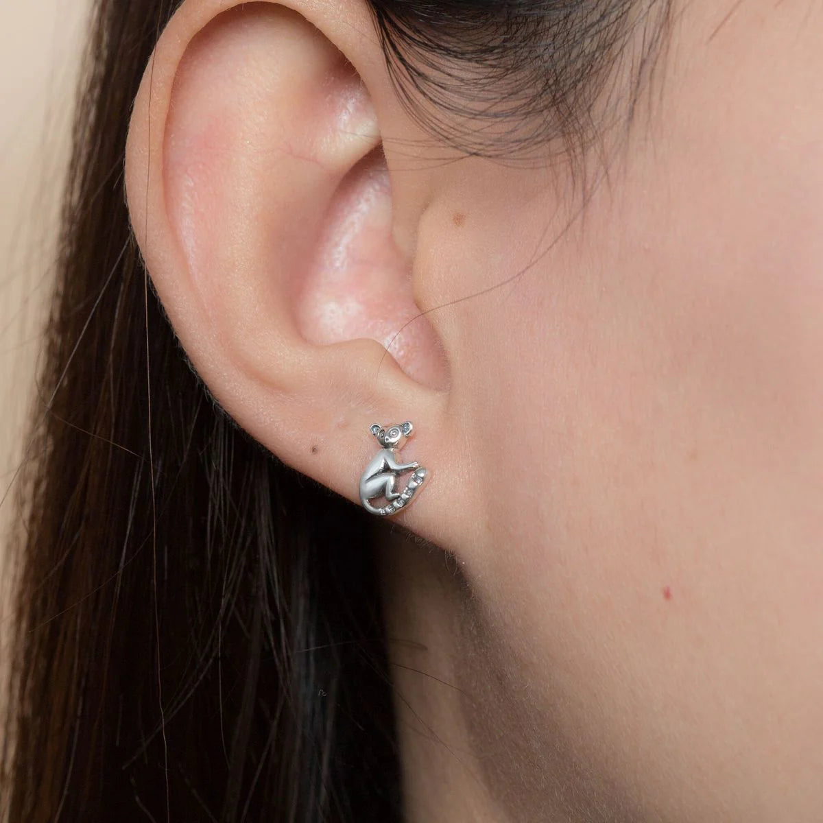 Sterling Silver Lemur Stud Earrings