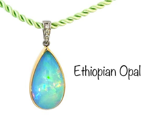 14K Yellow & White Gold Ethiopian Opal Pendant