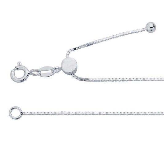 Sterling Silver 0.8mm Adjustable Box Chain