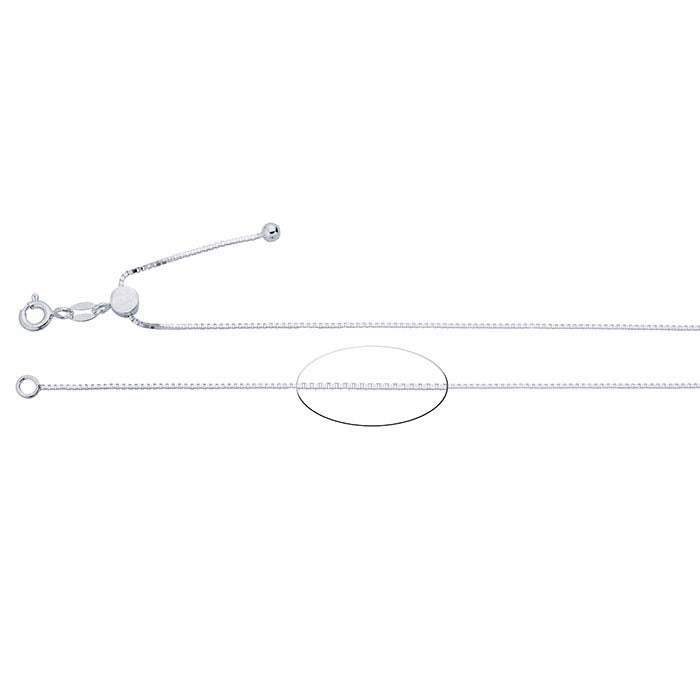 Sterling Silver 0.8mm Adjustable Box Chain
