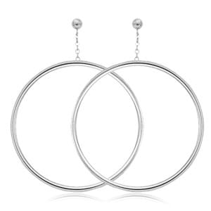 Sterling Silver 1.5x40mm Tube Hoop Chain Earrings by Carla & Nancy B.