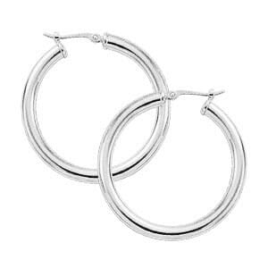 Sterling Silver 3x30mm Tube Hoop Earrings by Carla & Nancy B.