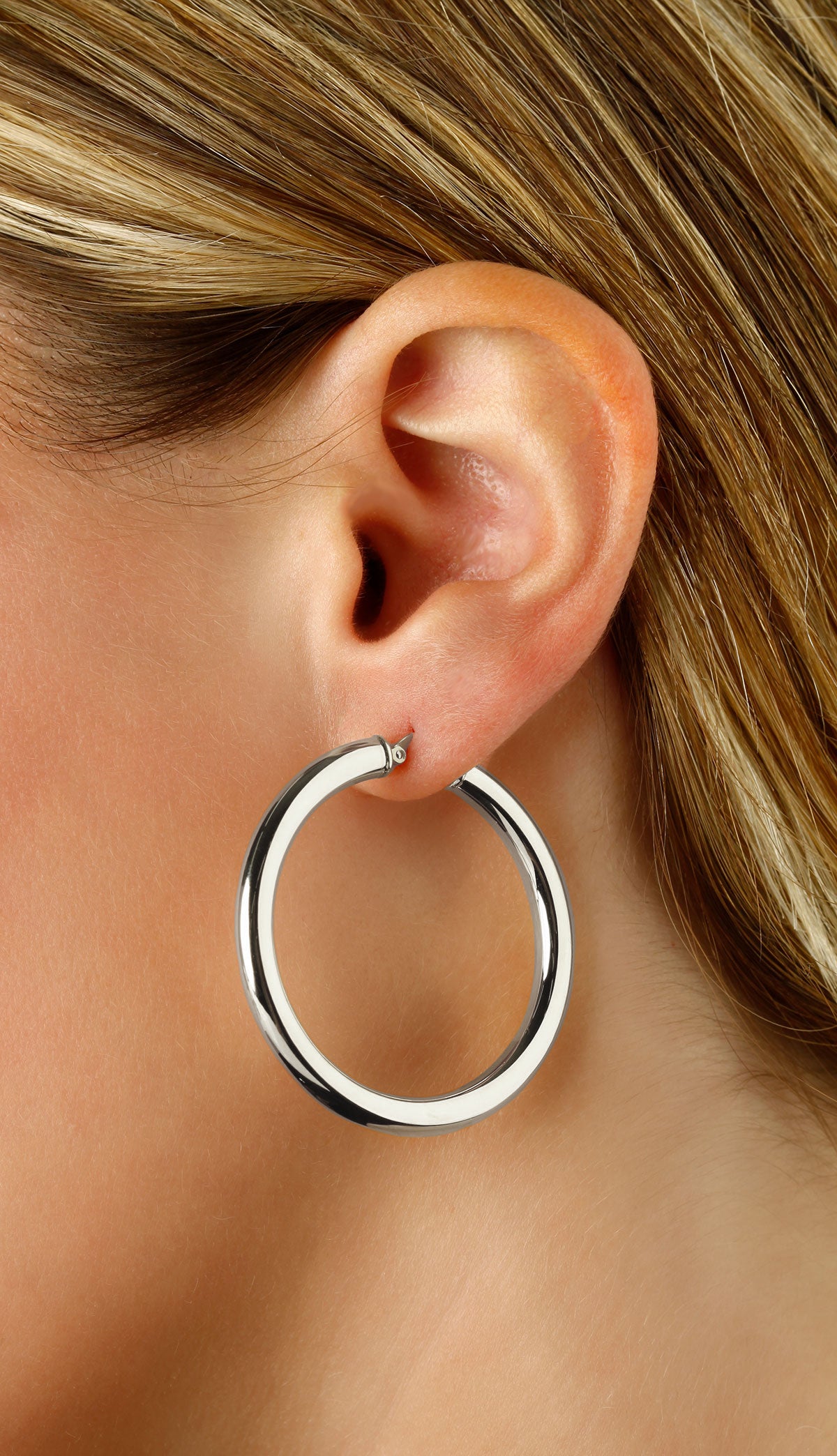 Sterling Silver 4x30mm Tube Hoop Earrings by Carla & Nancy B.