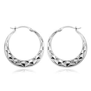 Sterling Silver Large Diamond Cut Tube Hoop Earrings by Carla & Nancy B.