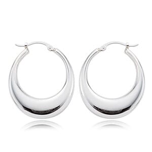 Sterling Silver Semi-Oval Tube Hoop Earrings by Carla & Nancy B.