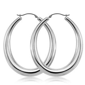 Sterling Silver Large Round Oval Hoop Earrings by Carla & Nancy B.