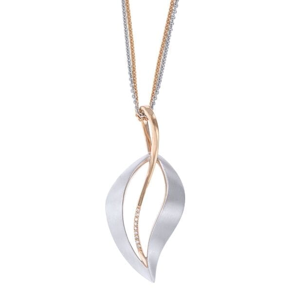 Sterling Silver & Rose Gold Plated Leaf Pendant