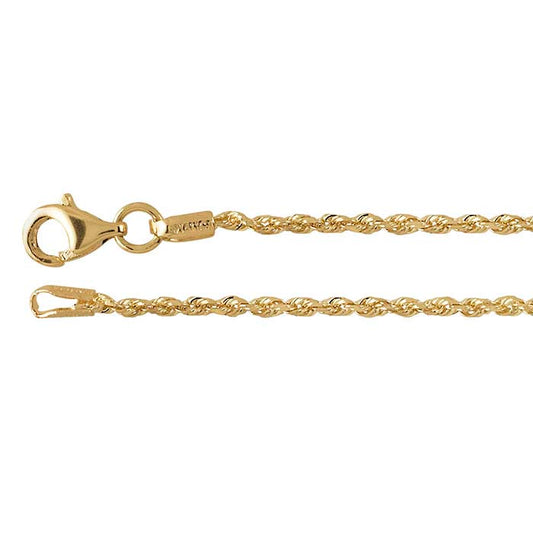 14K Yellow Gold 1.5mm Diamond-Cut French Rope Chain