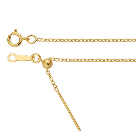 14K Yellow Gold Adjustable Add-A-Bead Cable Chain