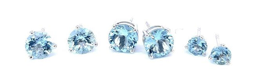 14K White Gold Medium Aquamarine Studs