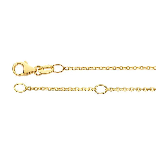 14K Yellow Gold 1.1mm Adjustable Oval Cable Chain