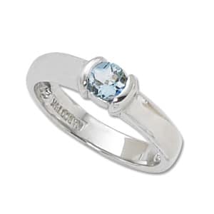 Sterling Silver 4.5mm Round Aquamarine Ring by Carla & Nancy B.