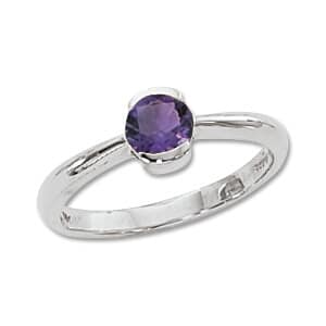 Sterling Silver Faceted Round Amethyst Ring by Carla & Nancy B.