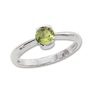 14K White Gold 5mm Faceted Round Peridot Ring by Carla & Nancy B.