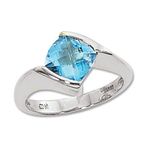 Sterling Silver 8mm Checkerboard Swiss Blue Topaz Ring by Carla & Nancy B.