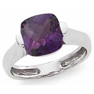 Sterling Silver 9mm Cushion Cut Amethyst Ring by Carla & Nancy B.