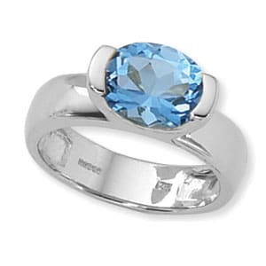 Sterling Silver 10x8mm Oval Swiss Blue Topaz Ring by Carla & Nancy B.