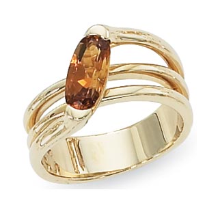 14K Yellow Gold 10X5mm Oval Citrine Ring by Carla & Nancy B.