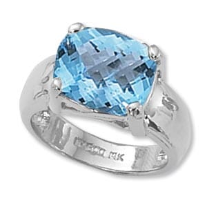 Sterling Silver Cushion cut Checkerboard Blue Topaz Ring by Carla & Nancy B.