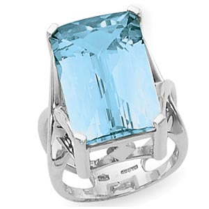 Sterling Silver 20x13mm Checkerboard Sky Blue Topaz Ring by Carla & Nancy B.