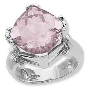 Sterling Silver Checkerboard Cushion Cut Rose Quartz Ring by Carla & Nancy B.