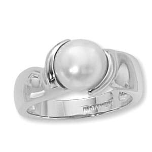 Sterling Silver 8.5X9mm Freshwater Pearl Button Ring by Carla & Nancy B.