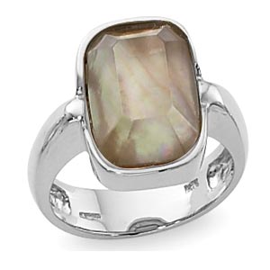 Sterling Silver 14x10mm Heirloom Cushion Cut Bronze Mother of Pearl Ring by Carla & Nancy B.