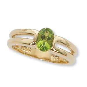 14K Yellow Gold 7X5mm Oval Peridot Ring by Carla & Nancy B.