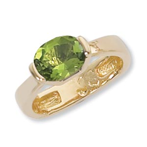 14K Yellow Gold 9x7mm Oval Peridot Ring by Carla & Nancy B.