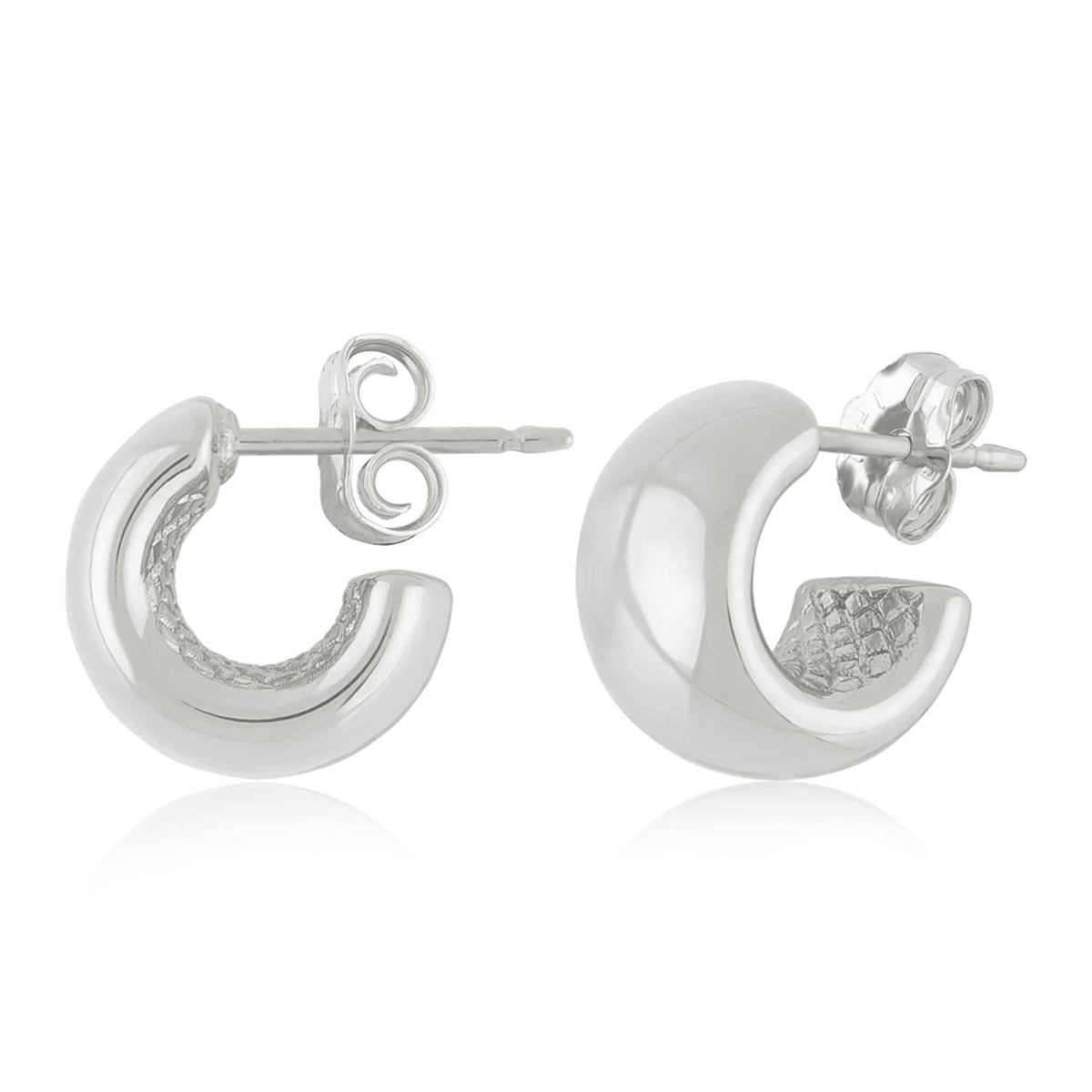Sterling Silver 10mm Plain Band Huggie Hoop Earrings by Carla & Nancy B.