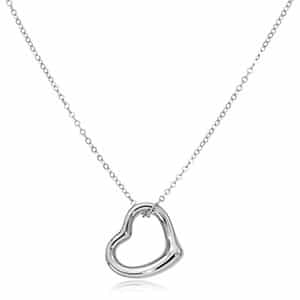 Sterling Silver 12mm Open Heart Necklace by Carla & Nancy B.