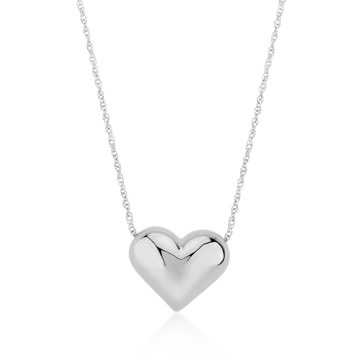 Sterling Silver 15mm Puffed Heart Pendant with Chain by Carla & Nancy B.