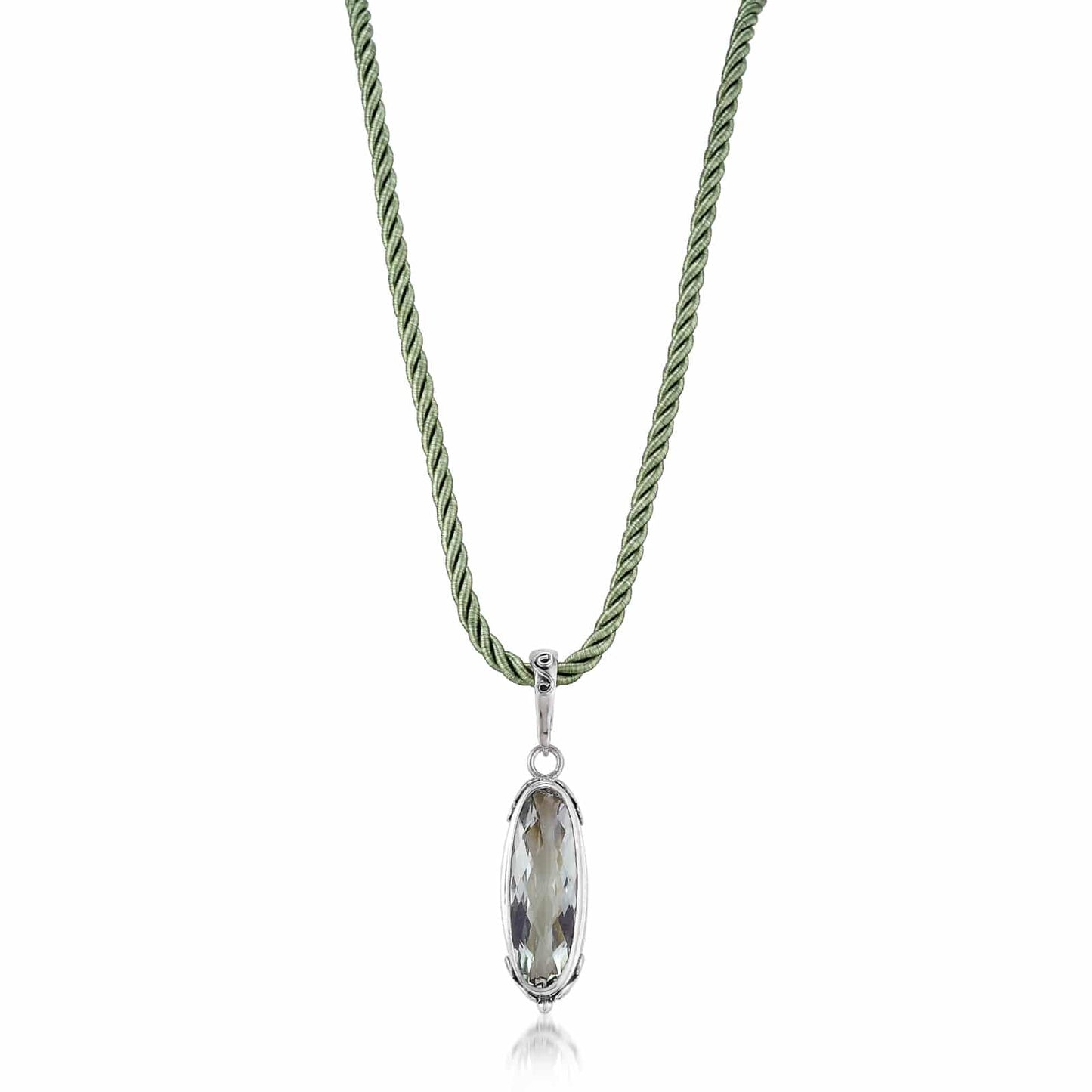 Sterling Silver Green Amethyst Faceted Oval - Pendant Only by Sara Blaine