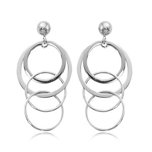 Sterling Silver Multiple Circle Link Dangle Earrings