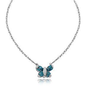 Sterling Silver Swiss Blue Topaz Butterfly Necklace 16 inch by Carla & Nancy B.