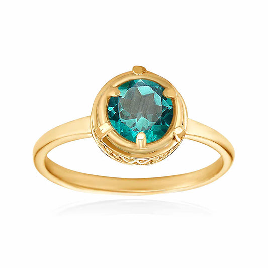 18K Gold Vermeil Petite Faceted Paraiba Topaz Ring