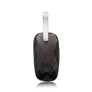 Sterling Silver Cushion Cut Briolette Smokey Quartz Pendant by Carla & Nancy B.