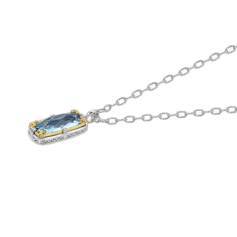 Sterling Silver and Gold Vermeil Custom Blue Topaz Necklace