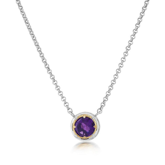 Sterling Silver and 18K Gold Vermeil Amethyst Necklace by Anatoli