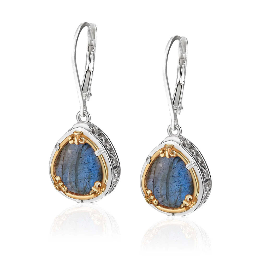 Petite Teardrop Labradorite Earrings with 18k Gold Vermeil