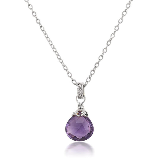 Sterling Silver Amethyst Briolette Necklace by Anatoli