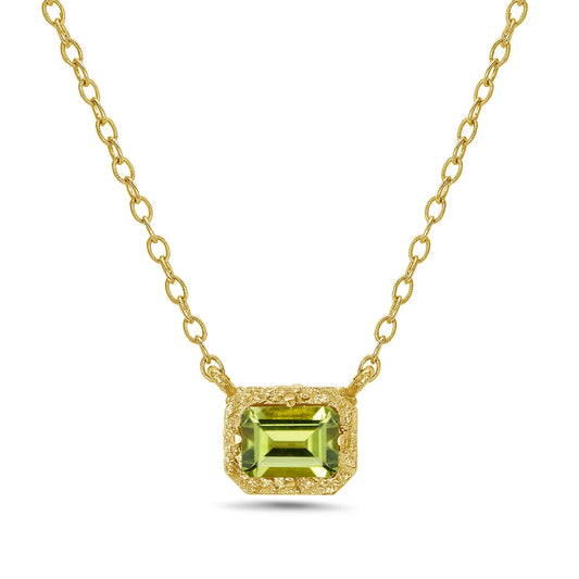 East-West Peridot Necklace in Gold