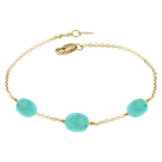 14k Yellow Gold Turquoise Nugget Bracelet