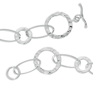 Sterling Silver Tapering Hammered Circle Bracelet