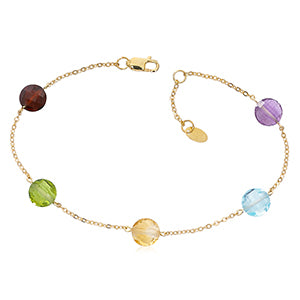 14K Yellow Gold Multi Color Adjustable 7-7.5″ Bracelet