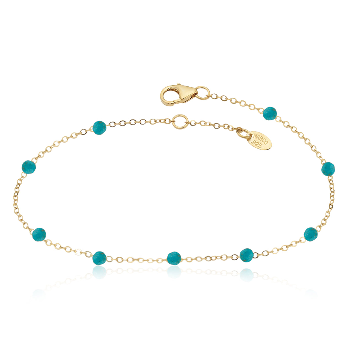 14K Yellow Gold 3mm Turquoise Station Bracelet 7 inch by Carla & Nancy B.